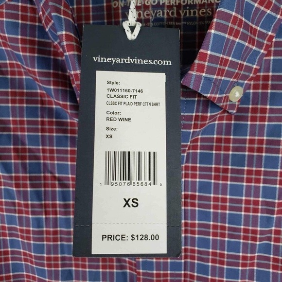 Vineyard Vines Performance Shirt Mens XS Blue & Red Plaid LS Button Up Shirt New - Picture 9 of 13